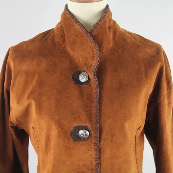 Tasha Polizzi For T.P. Saddleblanket & Co. Copper Suede Leather Jacket M - Picture 3 of 8